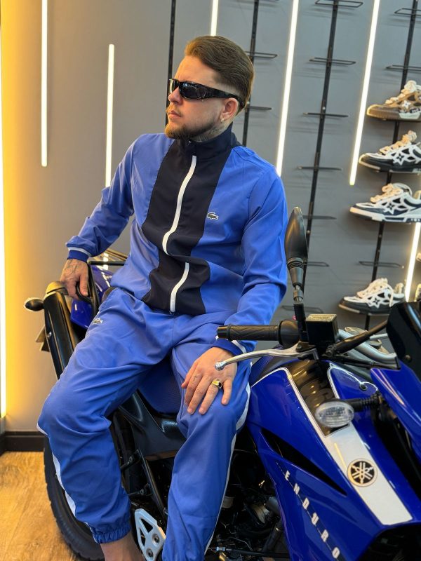 Conjunto Lacoste Táftel Vermelho e Azul
