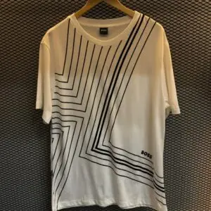 Camiseta Masculina BOSS Cotton Jersey Geometric Lines