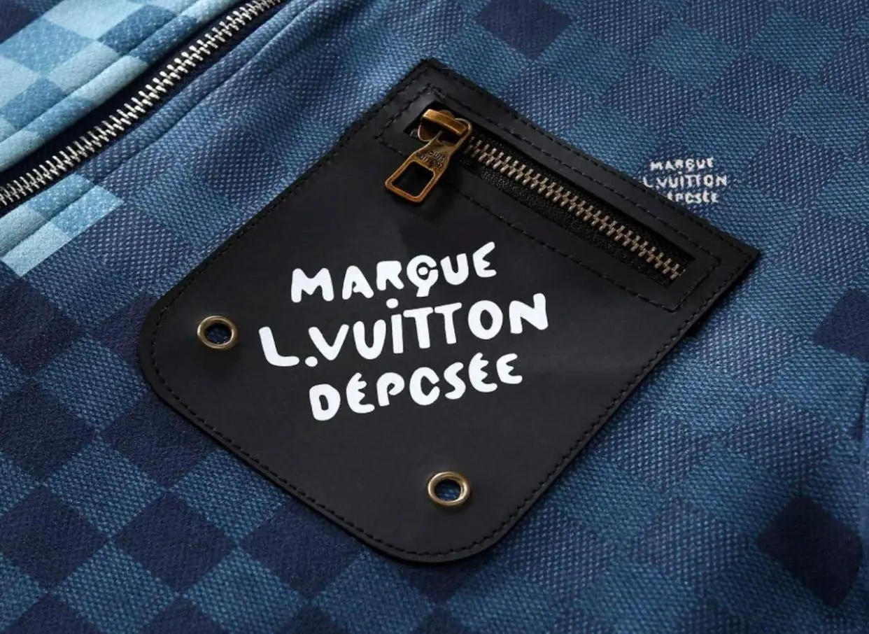 Conjunto Agasalho Masculino Louis Vuitton Damier Marque Déposée – Jaqueta e Calça Azul-Marinho - Imagem 4