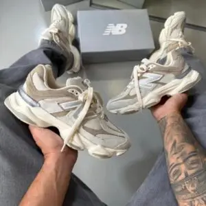 Tênis New Balance 9060 Casual – Bege, Cáqui e Off-White