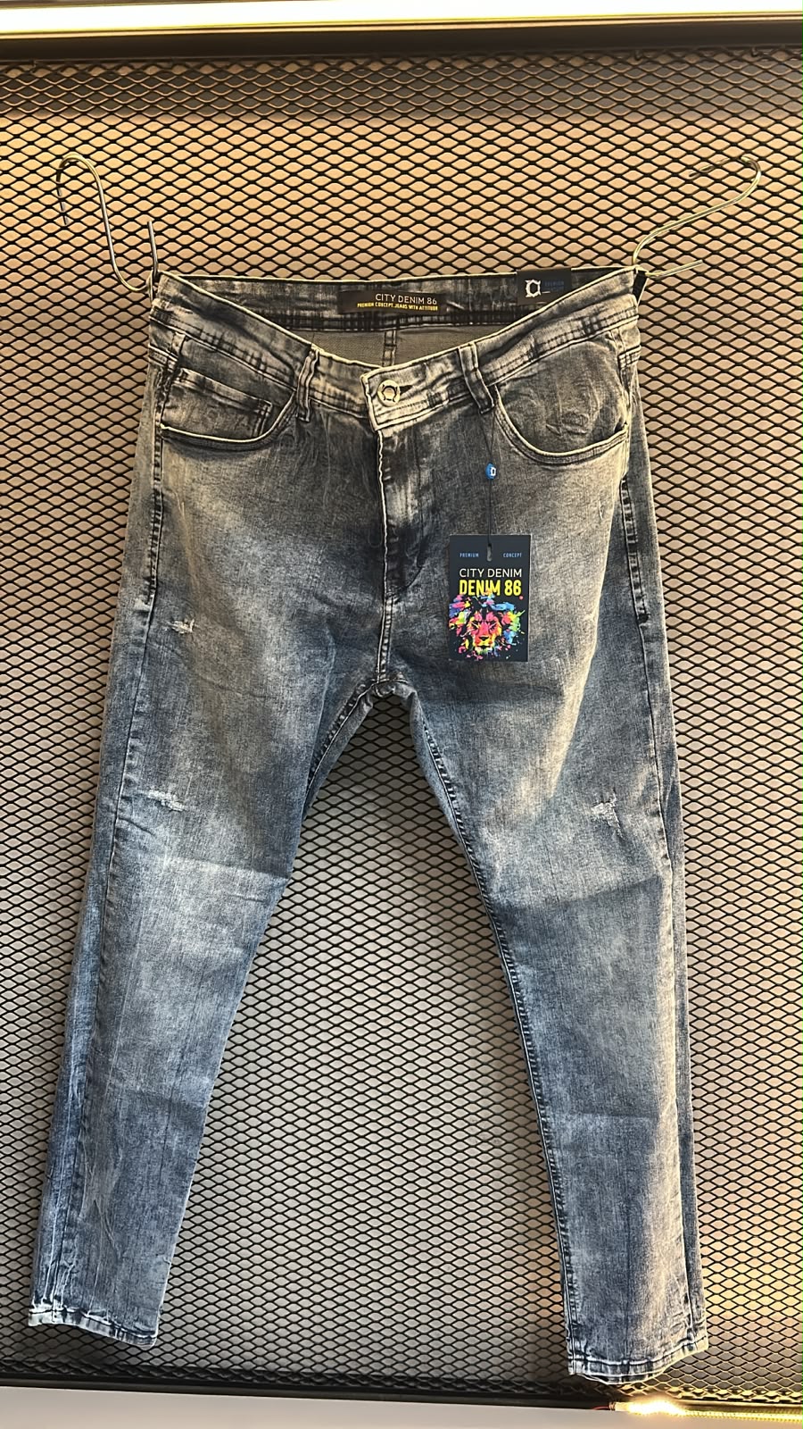 Calça Jeans Masculina City Denim 86 Slim – Cinza Acid Wash Estonada