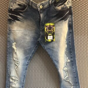 Calça Jeans Masculina City Denim 86 Slim – Azul Escuro Double Wash Destroyed