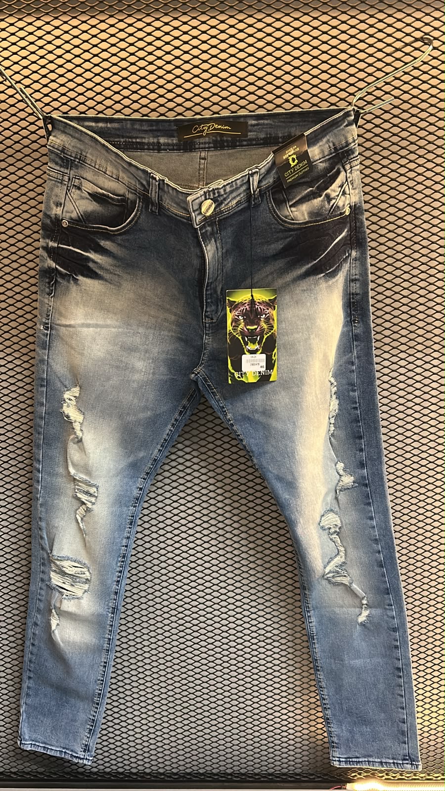 Calça Jeans Masculina City Denim 86 Slim – Azul Escuro Double Wash Destroyed