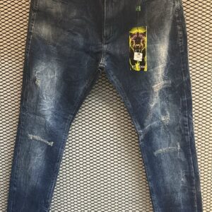 Calça Jeans Masculina City Denim 86 Slim – Azul Escuro Marmorizada com Puídos