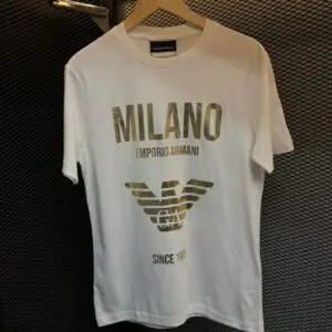 Camiseta Emporio Armani Milano Branca com Dourado