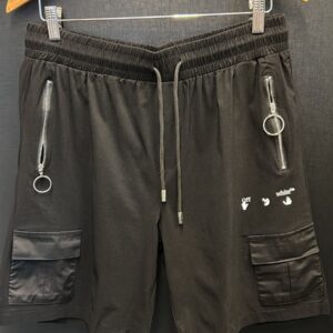 Bermuda Masculina Off-White Cargo Preta Urban