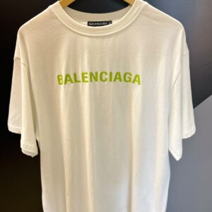 Camiseta Balenciaga Masculina Oversized com Logotipo Bordado Neon