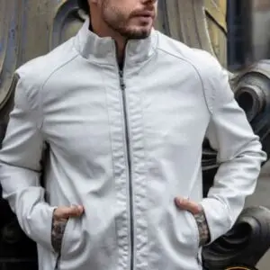 Jaqueta de Couro Zara Masculina Slim Fit Premium