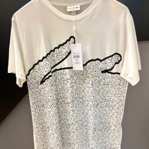 Camiseta Lacoste Regular Fit Branca com Mega Jacaré Abstrata