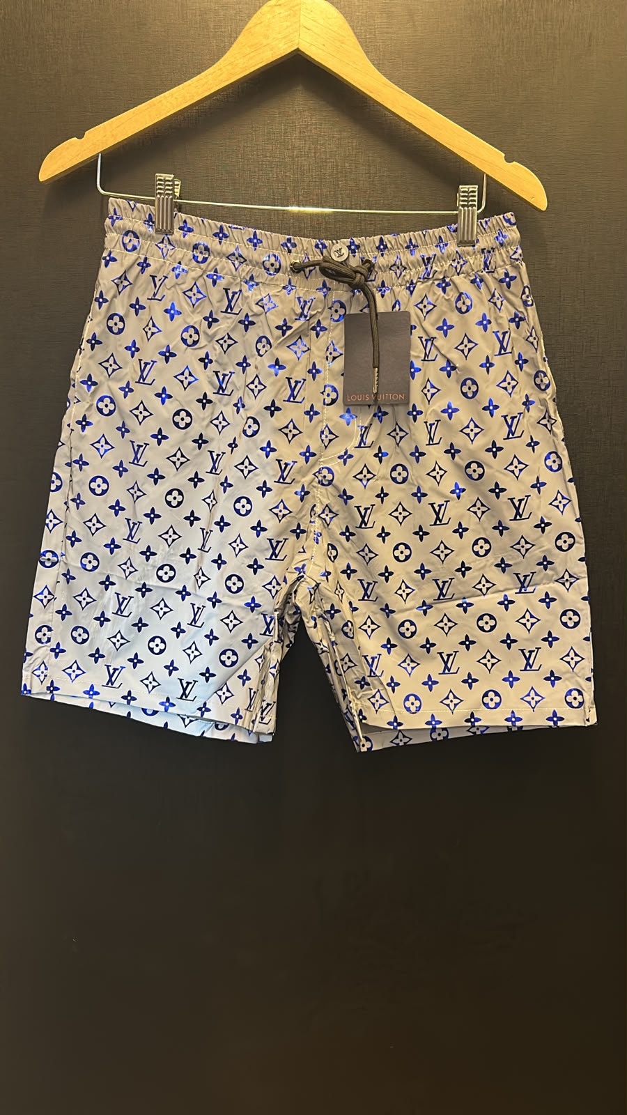 Bermuda Masculina Louis Vuitton Monograma Azul Metalizado Premium