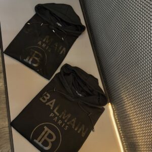 Moletom Canguru Balmain Paris Blackout – Preto com Estampa Black Premium