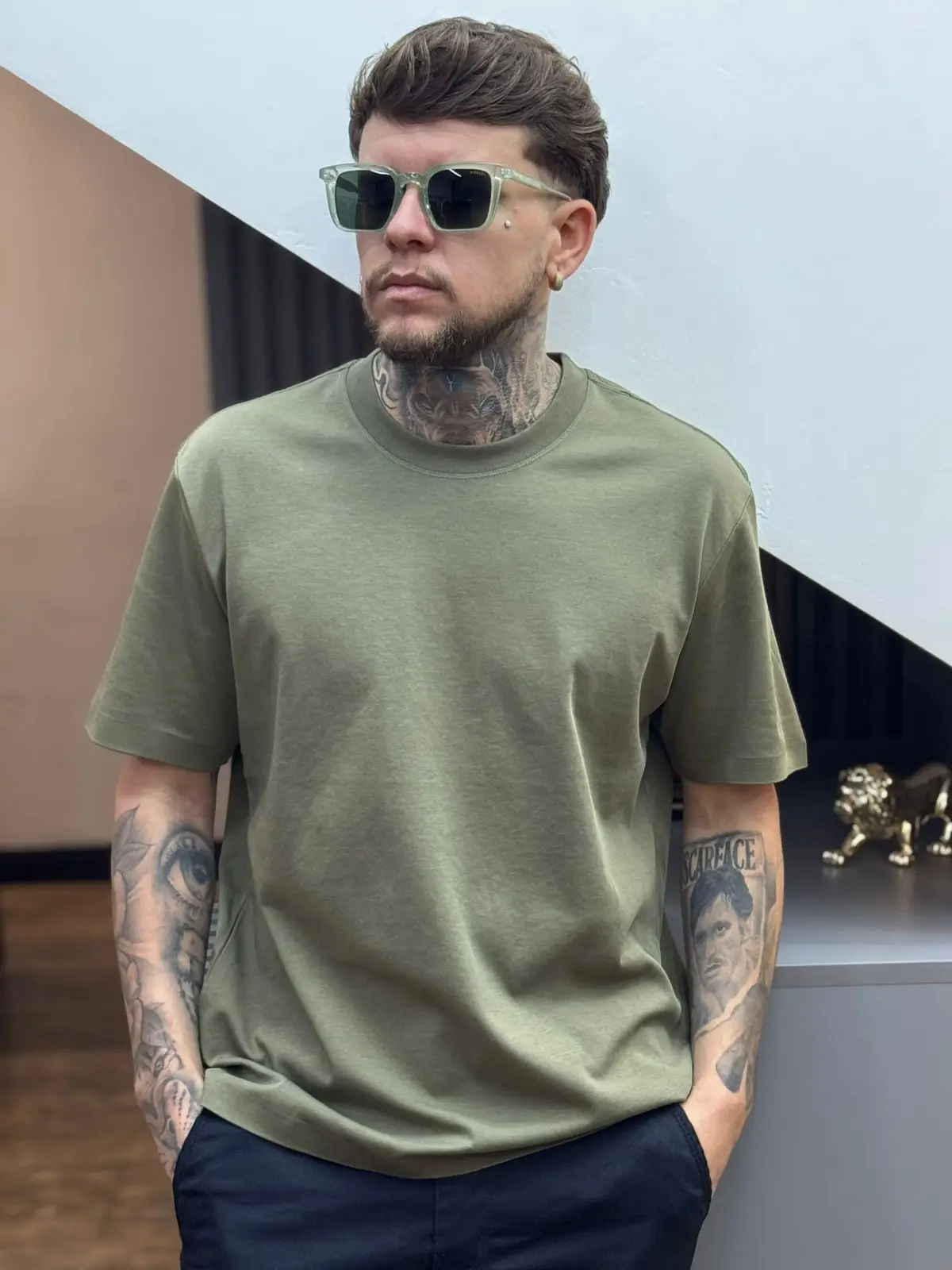 Camiseta Basic Premium – Verde Militar (Padrão Zara) - Imagem 2