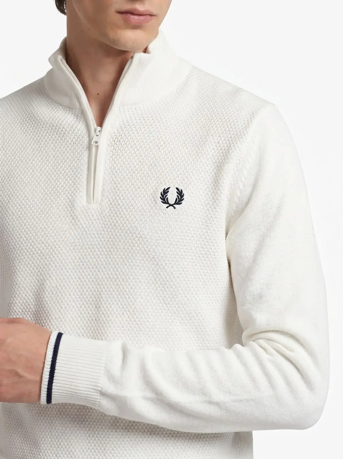 Suéter Masculino Fred Perry Tricô Meio Zíper Half-Zip Texturizado - Imagem 3