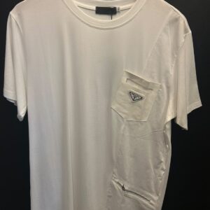 Camiseta Masculina Prada Double Pocket Utility - Branca