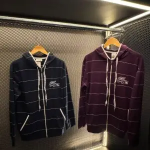 Moletom Masculino Lacoste Com Zíper E Listras Horizontais