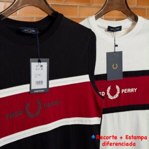 Camiseta Fred Perry Pan painel Recorte & Estampa Masculina