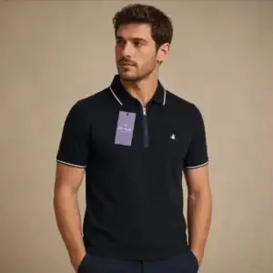 Camisa Polo Masculina Brooksfield com Zíper – Coleção Premium Elegance