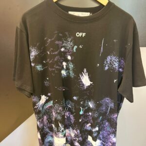 Camiseta Off-White Premium com Estampa Artística Splash e Logo