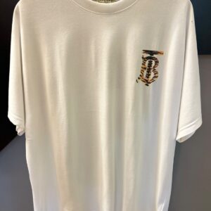 Camiseta Burberry Masculina com Monograma TB em Estampa Animal Print