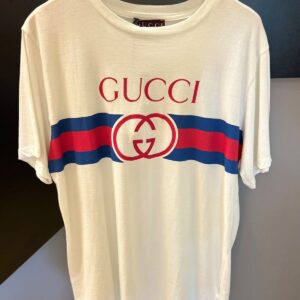 Camiseta Gucci Premium com Faixa Web e Logo G Intertravado