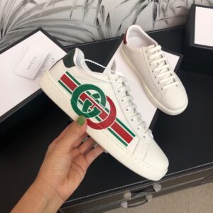 Tênis Gucci Ace Interlocking G Web Print White Leather (30 DIAS PRAZO DE ENTREGA)