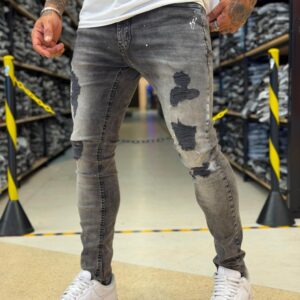 Calça City Denim Pixada