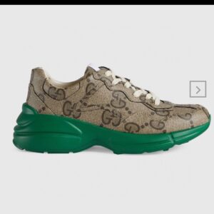 Tênis Gucci Rhyton Jumbo GG Supreme Canvas Beige & Green