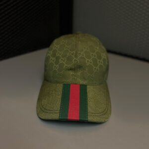 Boné Gucci Original GG Web - Verde Militar