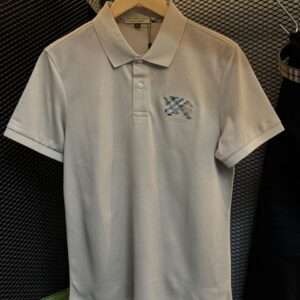 Camisa Polo Burberry Bege com Logo EKF Cavaleiro Bordado
