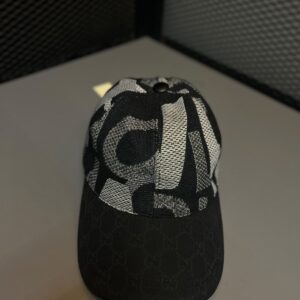 Boné Gucci Jumbo GG Jacquard & Monogram Canvas - Preto/Cinza