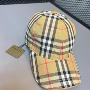Boné Burberry Beisebol Xadrez Tartan com Detalhes em Couro