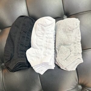 Kit 12 Pares de Meias Soquete – Algodão (Preto, Branco e Cinza)
