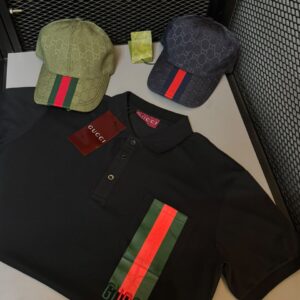 Camisa Polo Gucci Web Stripe Preta