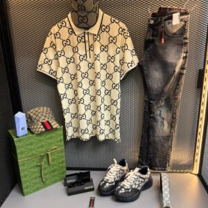 Camisa Polo Gucci Branca com Estampa GG