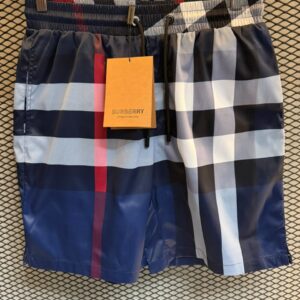 Short Burberry Estampa Xadrez Azul Luxo