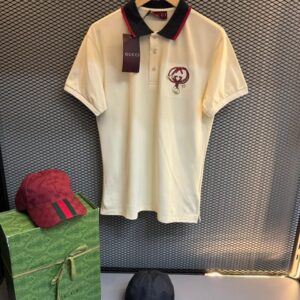 Camisa Polo Gucci Piquet Cream Bordado