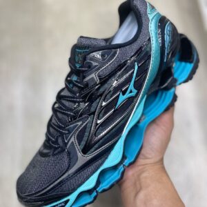 Tênis Mizuno Wave Prophecy Preto e Azul Tiffany – Esportivo e Urbano de Alto Desempenho
