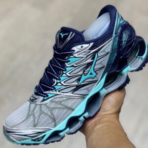 ênis Mizuno Wave Prophecy Cinza, Azul Marinho e Tiffany – Esportivo e Urbano de Alto Desempenho